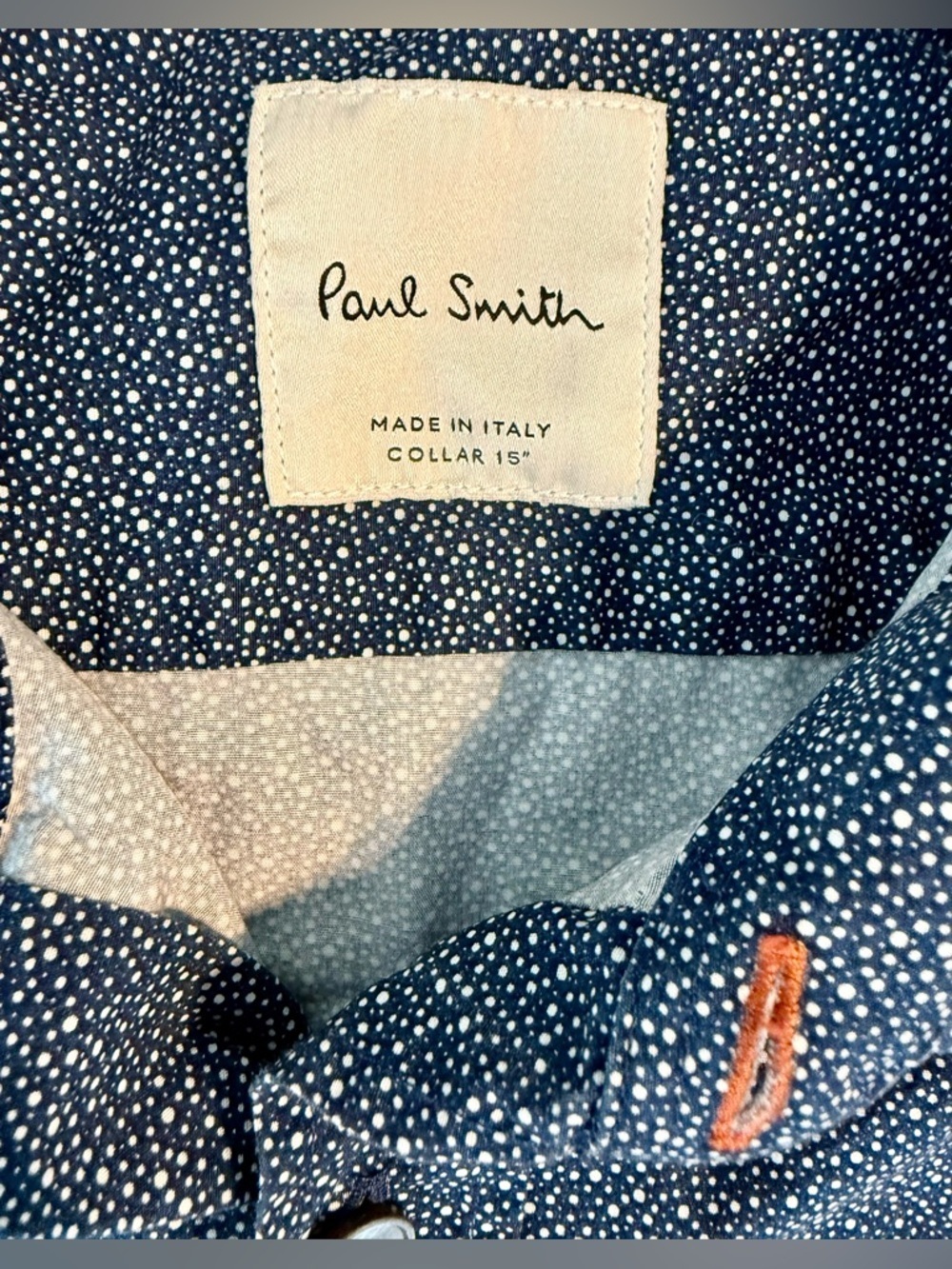 Paul Smith Made in Italy Shirt Mens 15 Blue Polka Dot Luxury - Picture 2 of 11